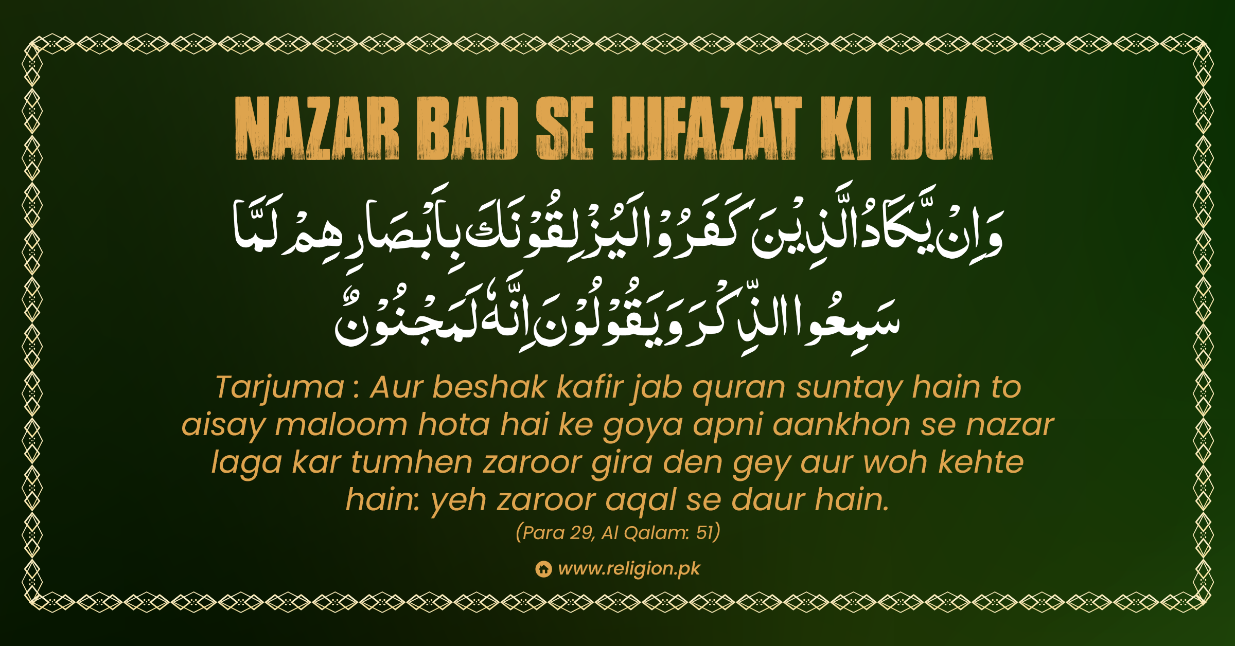 Nazar Bad se Hifazat Ki Dua